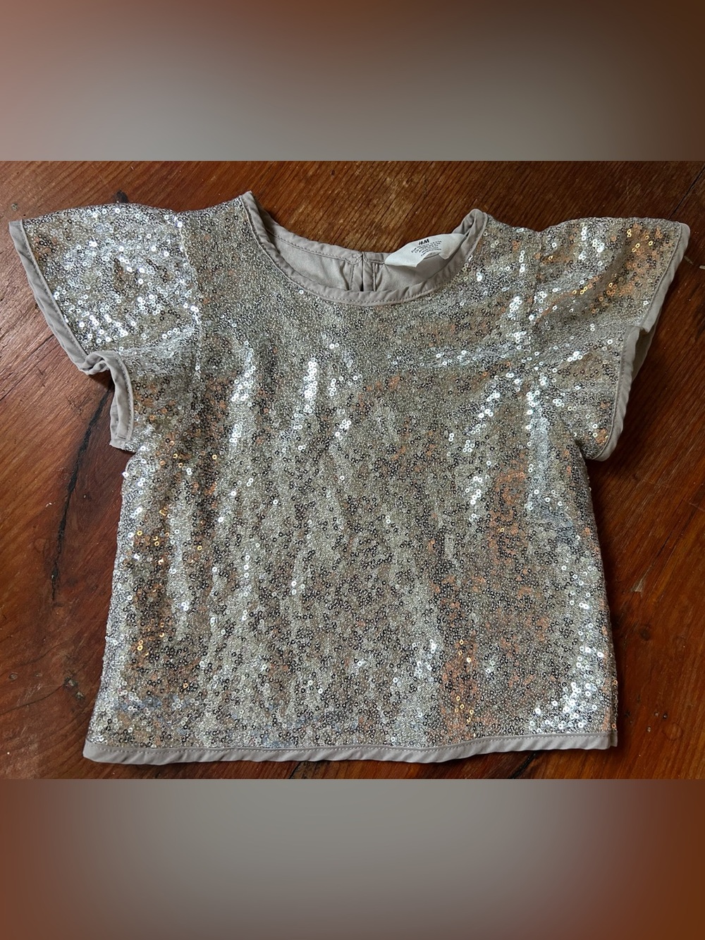 H&M Silver Sequin Short Sleeve Tee